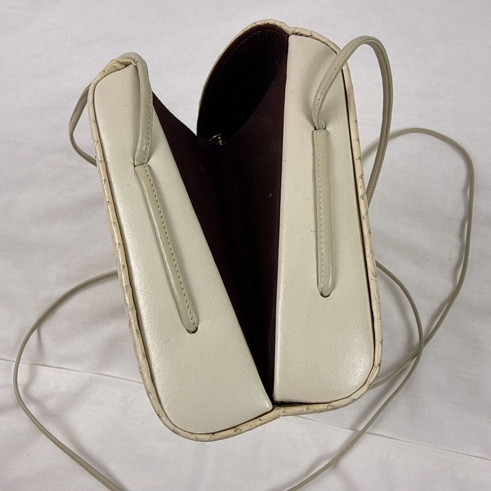 Vintage Snakeskin Clutch Crossbody Purse Burgundy Inner Lining - Picture 7 of 8